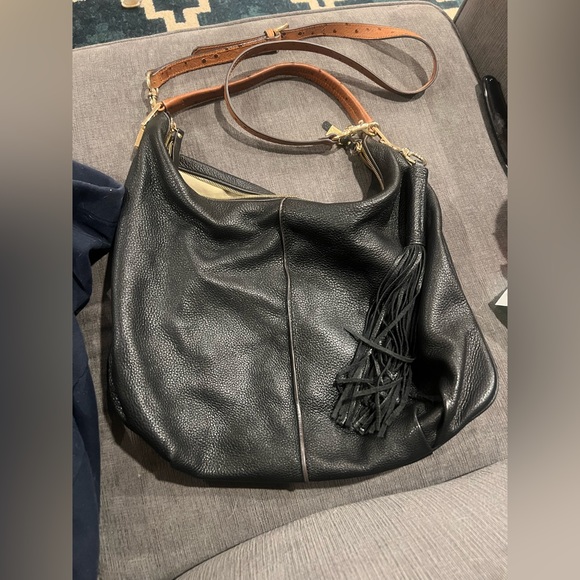 NWOT G.I.L.I. BLACK LEATHER SHOULER PURSE BAG TOTE